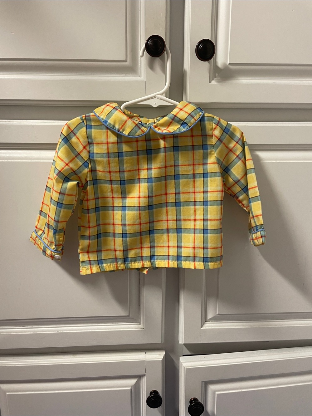 Yellow Plaid Peter Pan Collar Kids Top boys Busy Bees Smocks 12 month